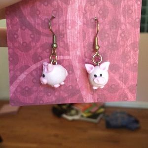 FREE WITH BUNDLE handmade pig earrings